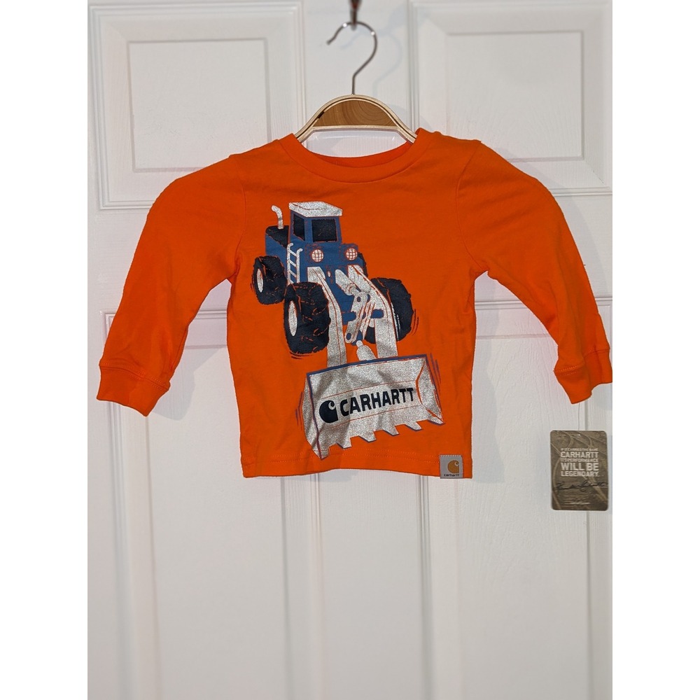 Carhartt Toddler 12M Graphic Tee Long Sleeve Construction‎ Truck Orange NWT